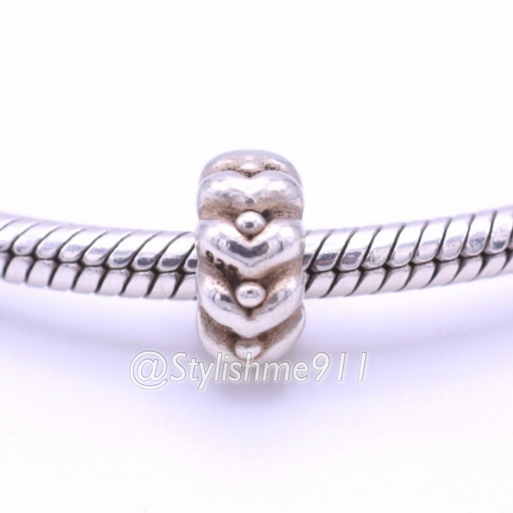 Authentic PANDORA Sterling Silver Hearts and Spots Spacer Charm
